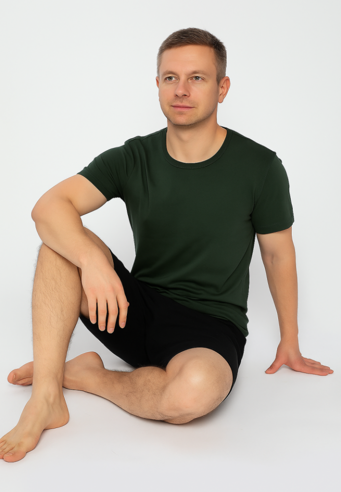 Pijama Bumbac & Moda bărbați,culoare Kaki -Negru– Engros